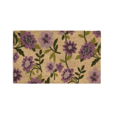 Ruco print Flowers purple  - dörrmatta i kokos