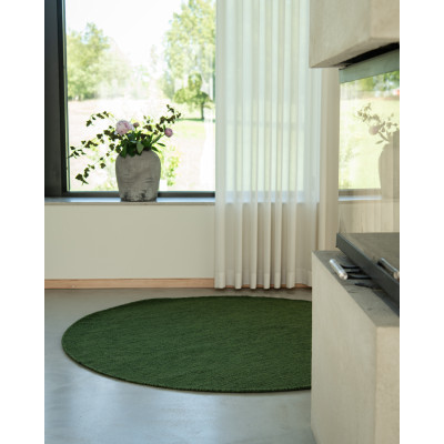 Solliden rund dark green - handvävd ullmatta